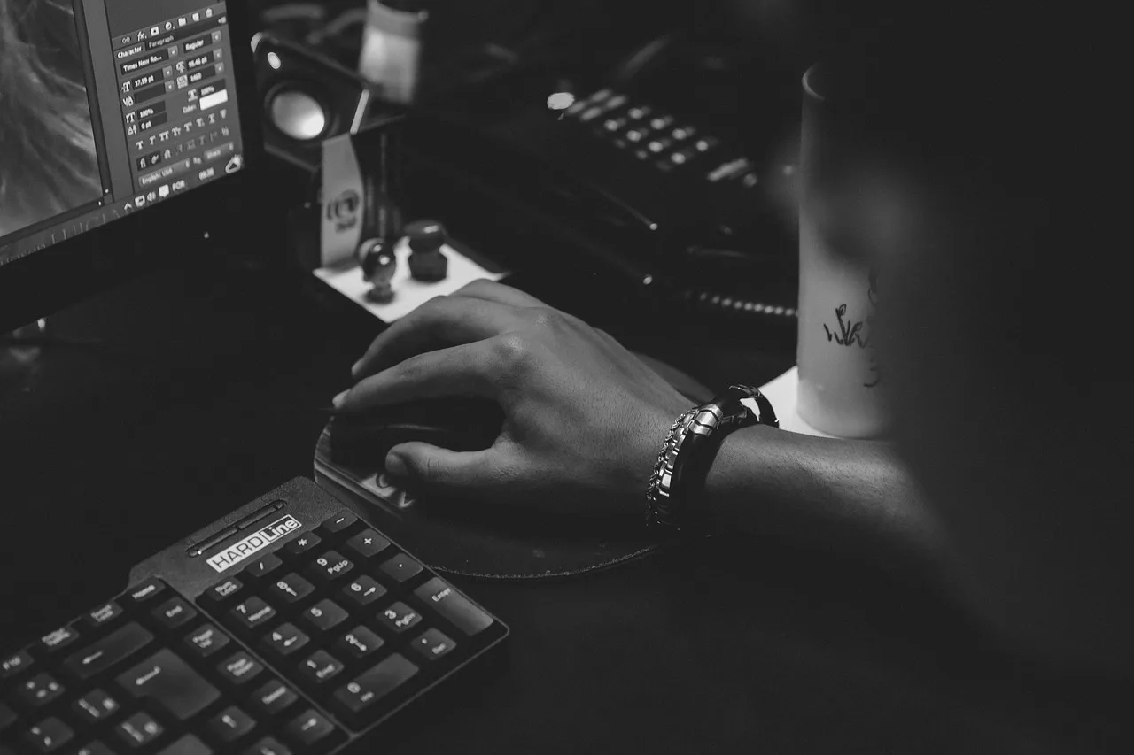 creative, design, business, office, desk, computer, monitor, keyboard, hands, working, gray computer, gray office, gray laptop, gray work, gray desk, gray keyboard, gray creative